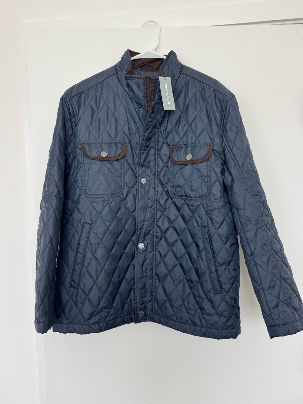Johnston & Murphy Men's Quilted Navy Button-Front Jacket